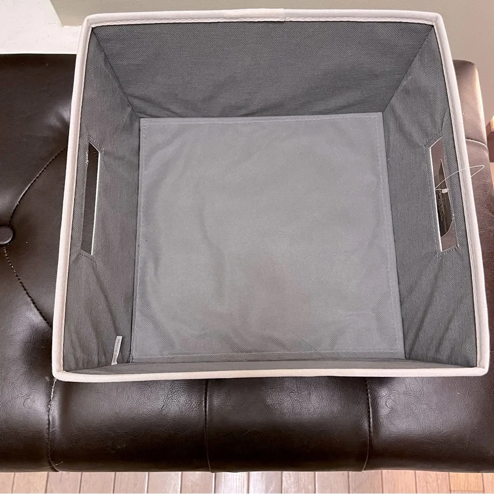 Target Threshold Cream Floral Fabric Storage Bin Basket with Handles Home Decor